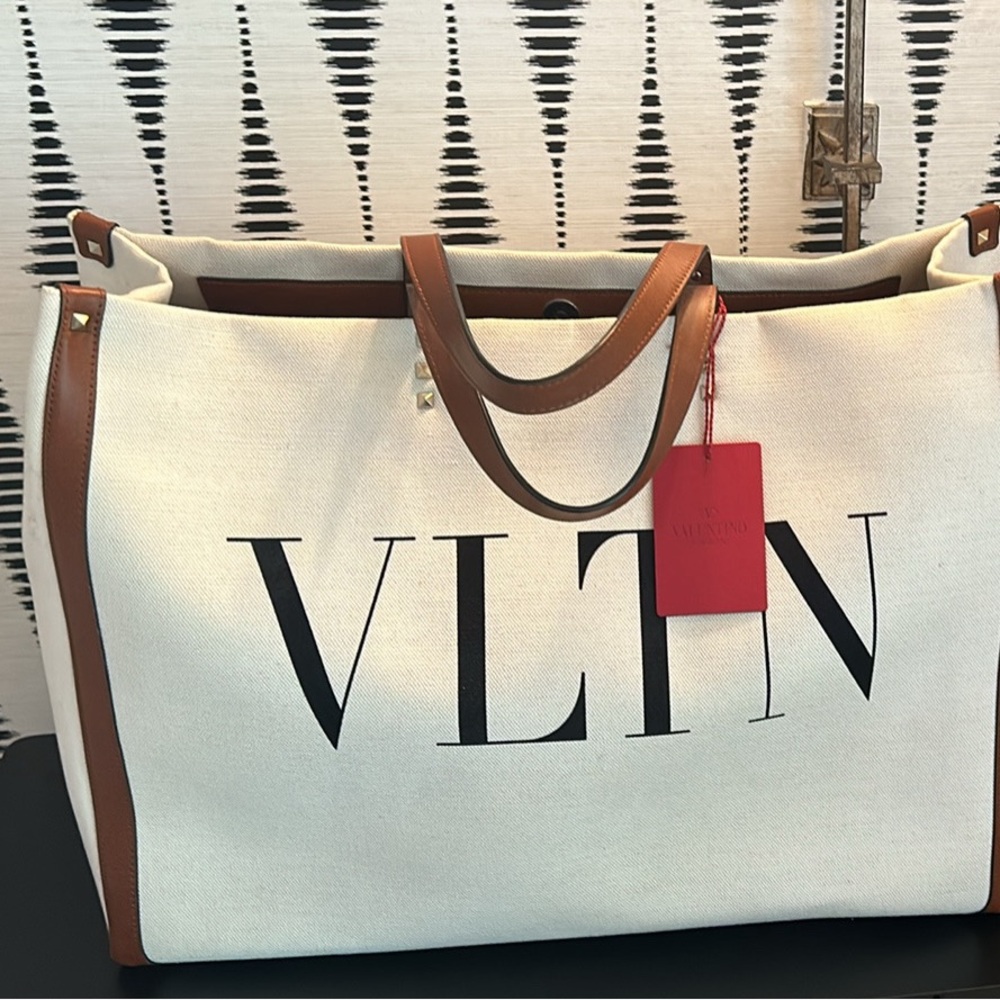 Valentino rock stud canvas large tote